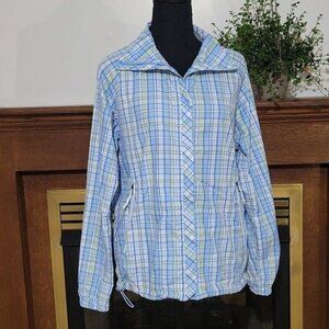 Columbia Omni-Shield Windbreaker Blue Yellow Plaid Sportswear Jacket Medium